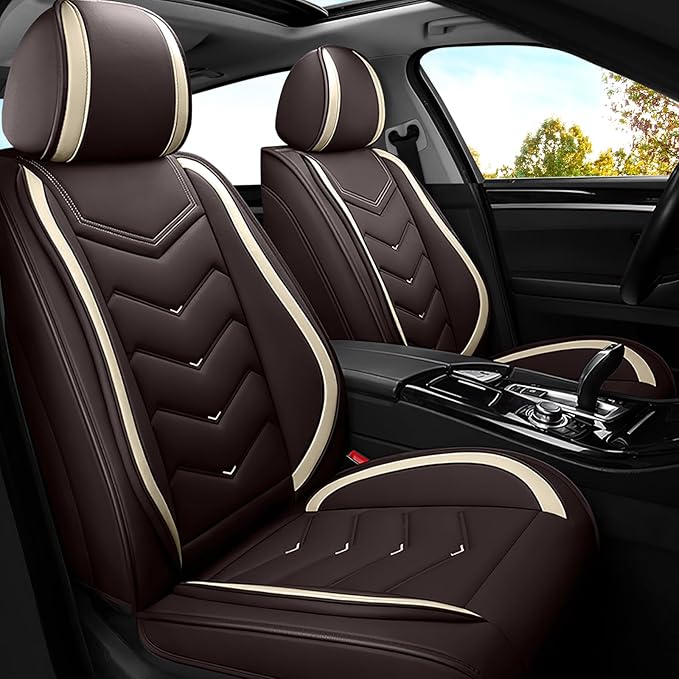 Car Seat Covers for Honda Accord 2000-2025, Premium Nappa Leather Car Seat Cover, Stylish Sport Seat Covers， Automobile Seat Cover Sets.(Standard 2 Seats/Coffee Color)