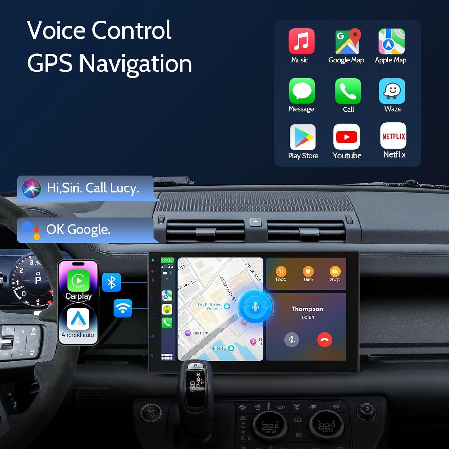 7 Inch Double Din carplay Screen,with Wireless CarPlay and Android Auto Car Stereo,HD Touch Car Radio with Mirror Link,Bluetooth,AUX,FM Transmitter for All Vehicle(No reversing Camera)