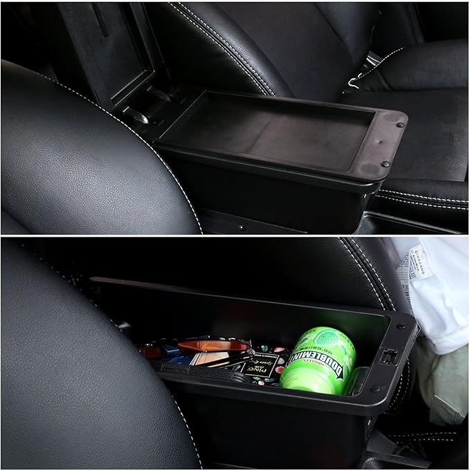 AULPHIKE Compatible with Nissan Versa Armrest 2020-2024 Car Center Console Organizer Armrests Double Layer Storage with 3 USB（Black）