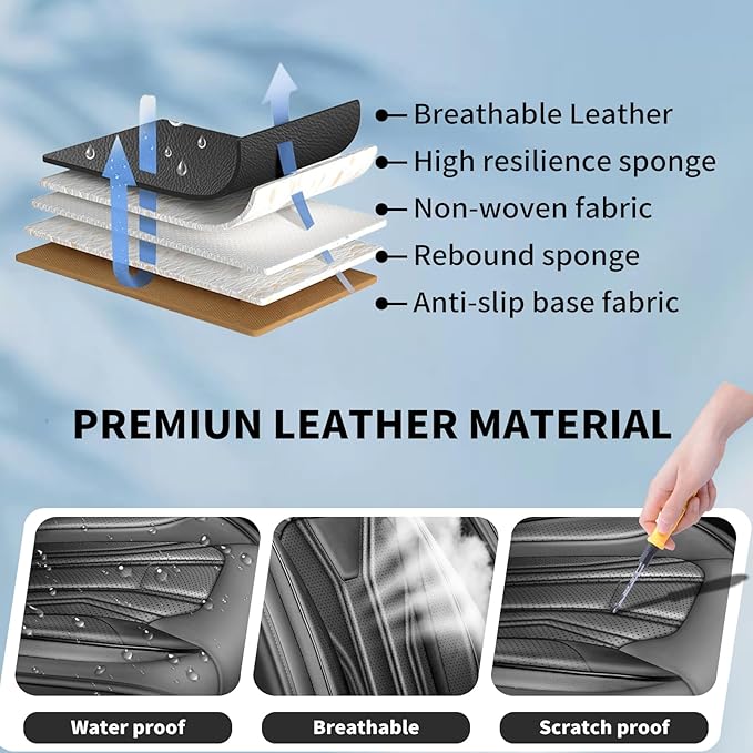 Fit Altima Car Seat Covers Compatible with Nissan Altima 2011-2025 2026 - Premium Leather， Waterproof Breathable， All-Weather Seat Cushion Protecto&Airbag Compatible (2 Front Seat All Black)