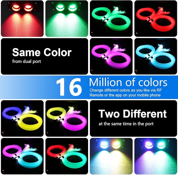 AZIMOM Dual Color 32W Fiber Optic Starlight Headliner Kits 900pcs 0.03in 9.8ft, RGB Meteor Shooting Star, Sound Activated Remote APP Control Home Car Ceiling Décor