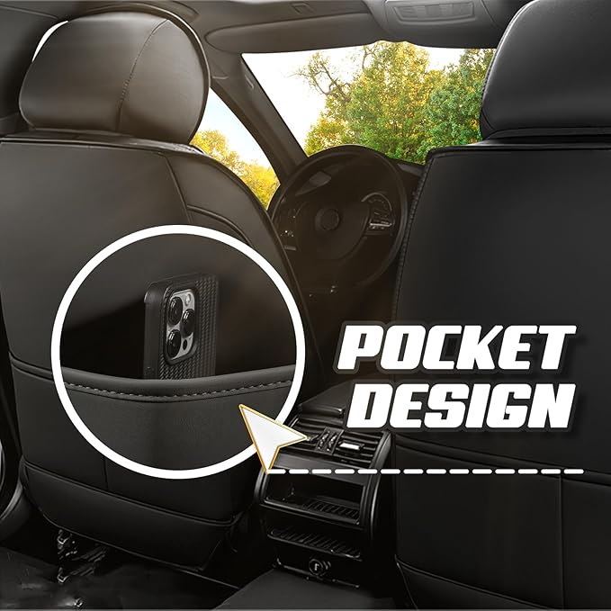 Car Seat Covers for Fiat 500 2012-2019, Premium Nappa Leather Car Seat Cover, Stylish Sport Seat Covers， Automobile Seat Cover Sets.(Standard 2 Seats/Black)