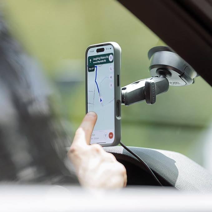 Quad Lock Heavy Duty Suction Car Phone Mount with MAG Phone Case and MAG Wireless Charging Head for iPhone 16 Pro