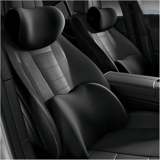 Car Lumbar Support Pillow and Car Neck Pillow Kit for Mazda CX-5 2012-2020 2021 2022 2023 2024 2025 2026, Car Seat Neck Back Rest Pillows, Ergonomic Car Seat Headrest & Lumbar Cushion