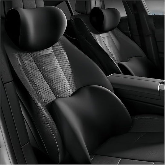 Car Lumbar Support Pillow and Car Neck Pillow Kit for Peugeot 2008 / E-2008 2013-2021 2022 2023 2024 2025 2026, Car Seat Neck Back Rest Pillows, Ergonomic Car Seat Headrest & Lumbar Cushion