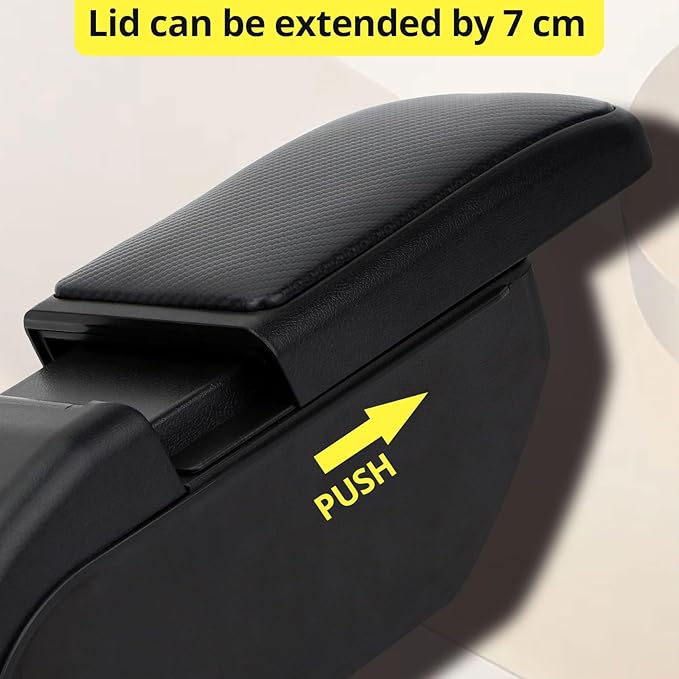 AULPHIKE Compatible with Nissan Note Armrest E-Power Car Center Console Organizer Armrests Double Layer Storage with USB Ports（Carbon Fiber Style）