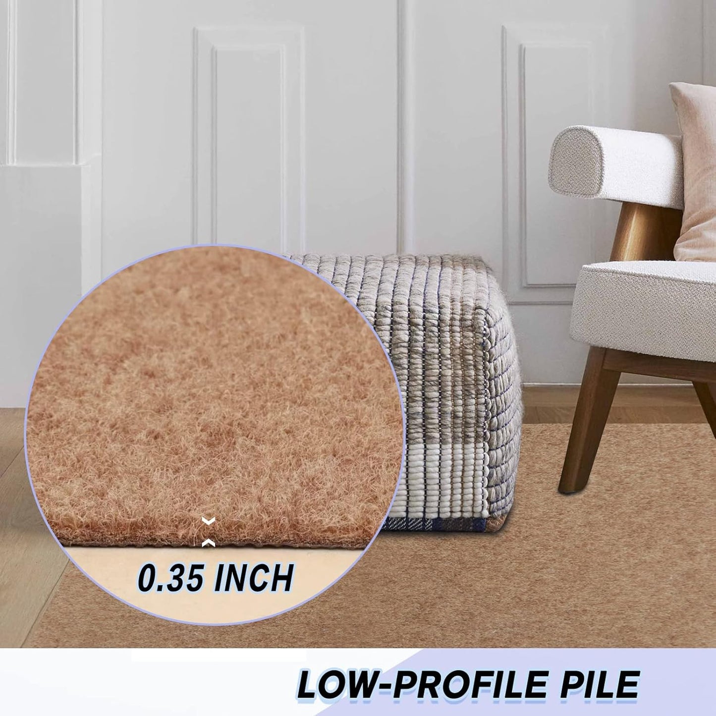 Custom Size Backed Non-Slip Area Rugs Runner, Easy Clean, Waterproof Runner Rugs for Hallway Entryway, Kitchen, Laundry, 4FT x 63FT, Beige
