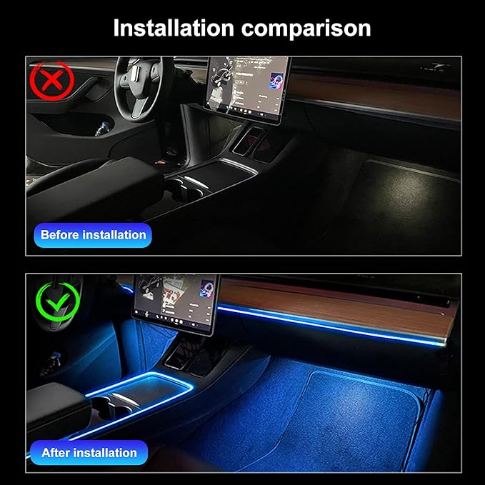 3 Meters Optic Fiber Car Ambient Lighting with Bluetooth App Control 64 Colors Multicoloured Music Interior Lighting Kit DC 12V 1W