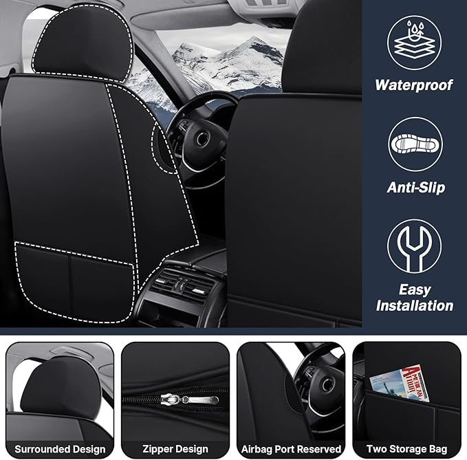 Car Seat Cover 7 Seats for Hyundai Palisade 2020-2025, Durable Wear Resistant Waterproof Seat Covers,Breathable No Odor Premium Leather Vehicle Seat Covers.(Standard,Black)