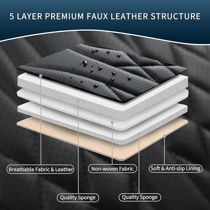 Car Seat Covers Front Seats, Car Seat Protector Waterproof, Car Seat Cushion Nappa Leather, Driver Seat Cover Brown Carseat Cover Universal Fit for Most Cars Brown&Black