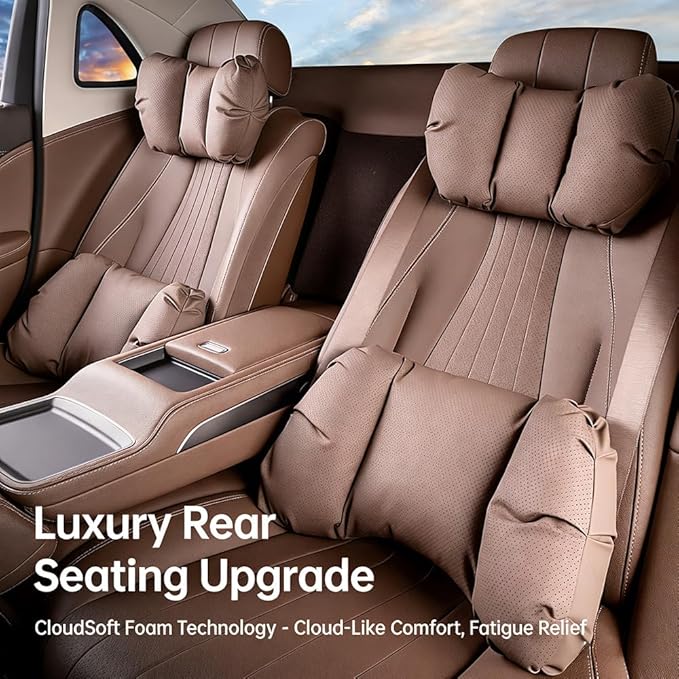 Car Neck Pillow & Lumbar Support for Nissan Altima Maxima Pathfinder Armada Rogue Sentra Versa Kicks Murano Leaf Ergonomic Breathable Mesh Auto Seat Back Cushion Headrest