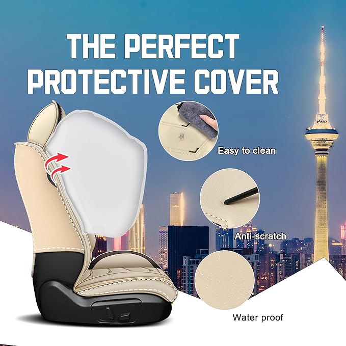 CTDS Car Seat Covers for Toyota RAV4 2000-2026, Stylish Sport Seat Cover, Premium Nappa Leather Car Seat Cover. Automobile Seat Covers Sets.(Standard 5 Seats/Beige)