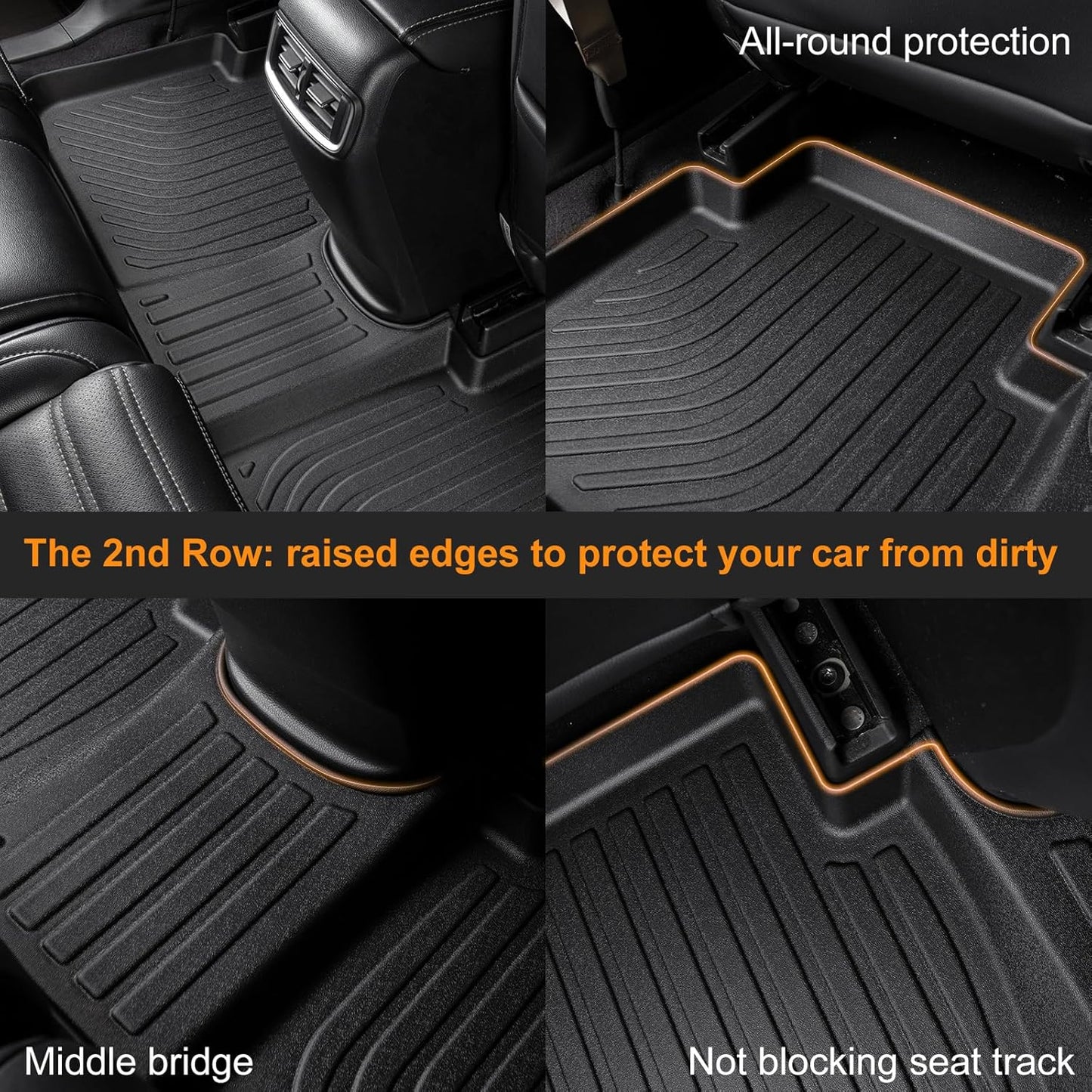 Binmotor-All Weather Floor Mats & Cargo Liner for RX 2025 2024 2023 RX350 | RX350h | RX500h (NOT for RX450h+PHEV) Heavy Duty Car Floor Liners for RX 350 Accessories-Black