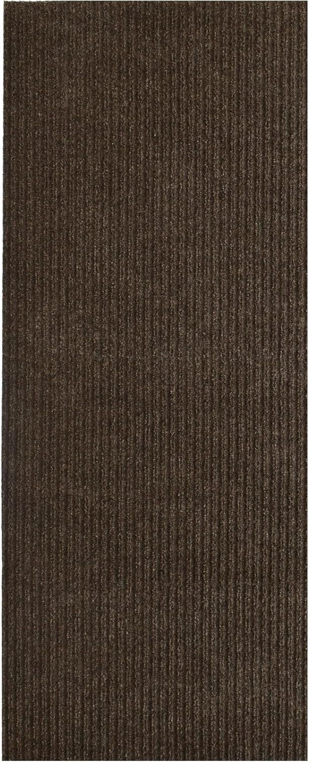 iCustomRug Spartan Weather Warrior Indoor/Outdoor Utility Ribbed Carpet Runner with Non-Slip Thermoplastic Rubber Backing, 3ft X 66ft in Brown