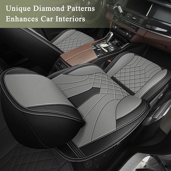 Car Seat Covers Front Pair for Nissan Murano 2011-2025 2026: Breathable Perforated Leather Seat Cover (Black&Grey)