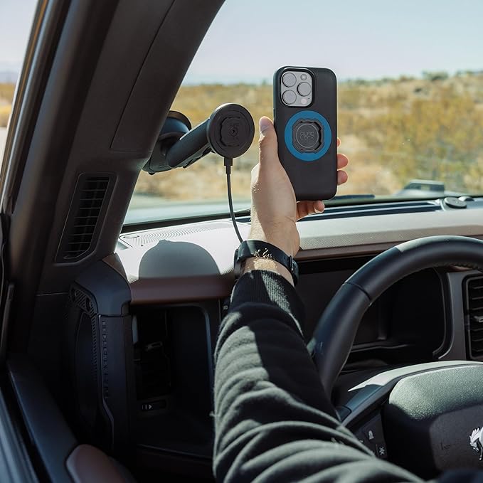 Quad Lock Heavy Duty Suction Car Phone Mount with MAG Phone Case and MAG Wireless Charging Head for iPhone 14 Pro