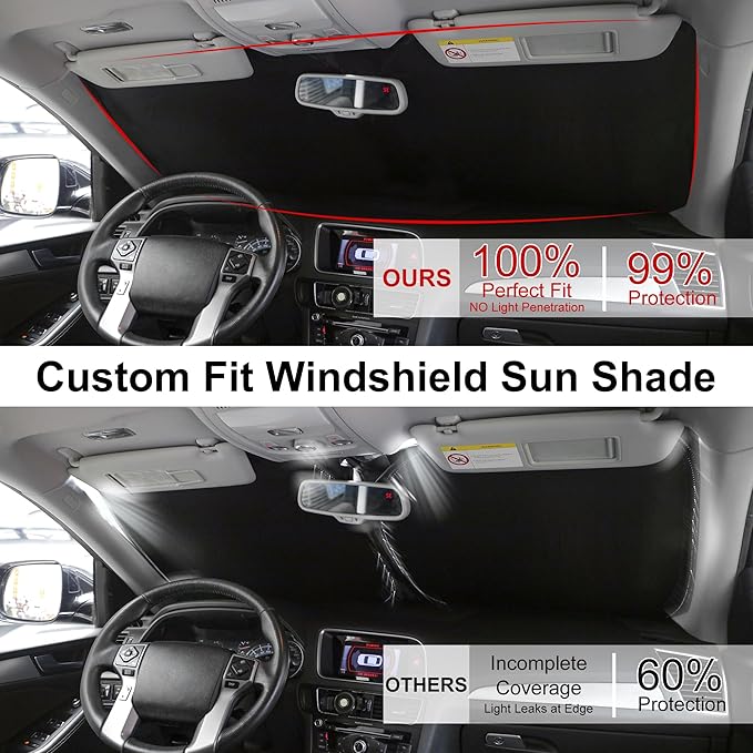 Windshield Sun Shade Custom Fit for 2021 2022 2023 2024 2025 2026 Chevrolet/Chevy Tahoe Accessories Foldable Sunshade Sun Blocker Protect Car from Sun Rays & Heat Damage Keep Car Cooler