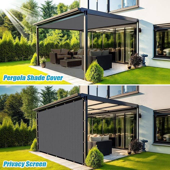 Amagenix 90% Shade Fabric 19'X 23' Gray Sun Shade Cloth with Grommets for Pergola Replacement Shade Cover Canopy, Heavy Duty, Cable Zip Ties Included (We Customized)