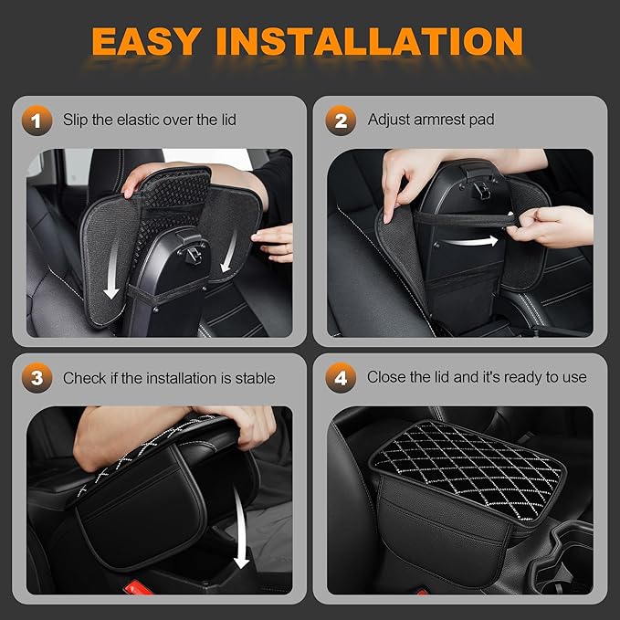 Bling Armrest Cover for Car Compatible with Jeep Compass - Center Console Cover with 2 Storage Pockets and Crystal Diamond(Black)