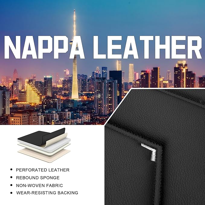 CTDS Car Seat Covers for Mazda CX-5 CX-3 CX-7 CX-9 CX-50 CX-30 CX-70 CX-90 2007-2026, Stylish Sport Seat Cover, Premium Nappa Leather Car Seat Cover.(Standard 5 Seats/Black White)