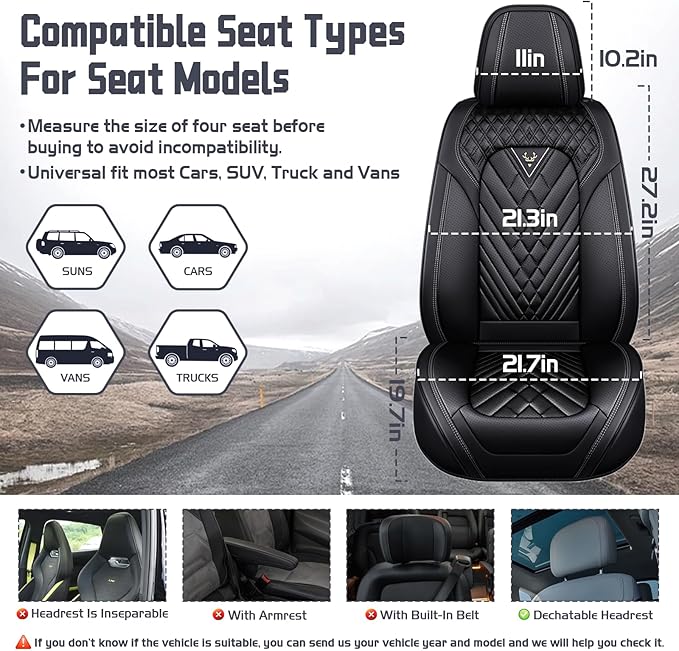 Truck Seat Covers for Ford Bronco 2021-2026, Waterproof Premium Leather Full Coverage Car Seat Cover, Muscle Sport Style Auto Interior Seat Cover Sets (Full Set/Black)