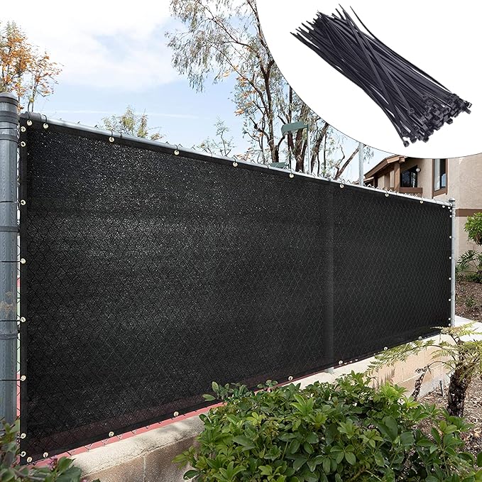 Royal Shade 6' x 4' Black Fence Privacy Screen Windscreen Cover Netting Mesh Fabric Cloth - Cable Zip Ties Included (We Make Custom Size)