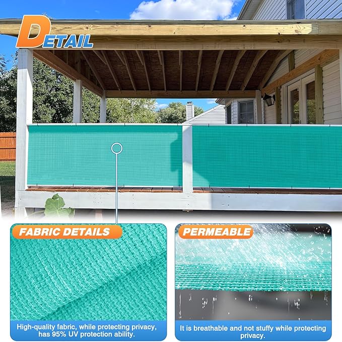 TANG Sun Shade Fabric Roll 8'x7' Shade Cloth for Garden Turquoise Green HDPE Mesh Shading Pergola Cover Replacement Canopy, 95% Blockage Sunshades for Outdoor Patio Backyard Plant