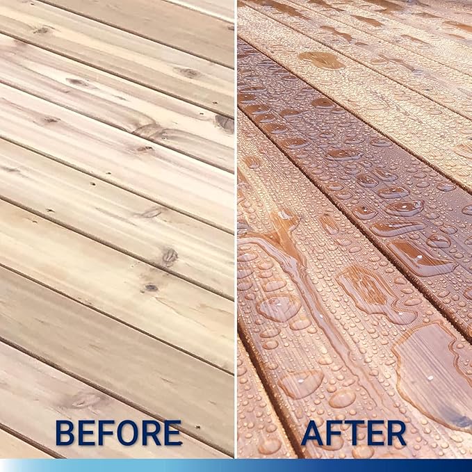 Seal-Once Nano+Poly Penetrating Wood Sealer with Polyurethane - Premium Waterproof Sealant -2 Gallon & Black
