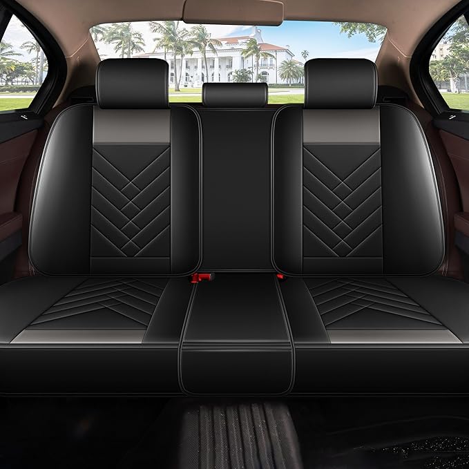 AOMSAZTO Car Seat Covers Full Set Fit for Nissan Rogue Sport 2017-2022 Waterproof Faux Leather Car Seat Cushions Automotive 5 Seat Covers Set（Black&Grey）