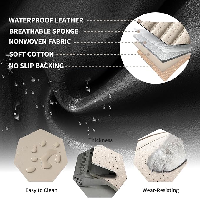 Car Seat Covers Full Set Fit for Toyota 4Runner 2001-2026, Premium Faux Leather Car Seat Protector,Breathable Anti-Slip Full Wrapping Edge Seat Covers(Beige,Full Set)