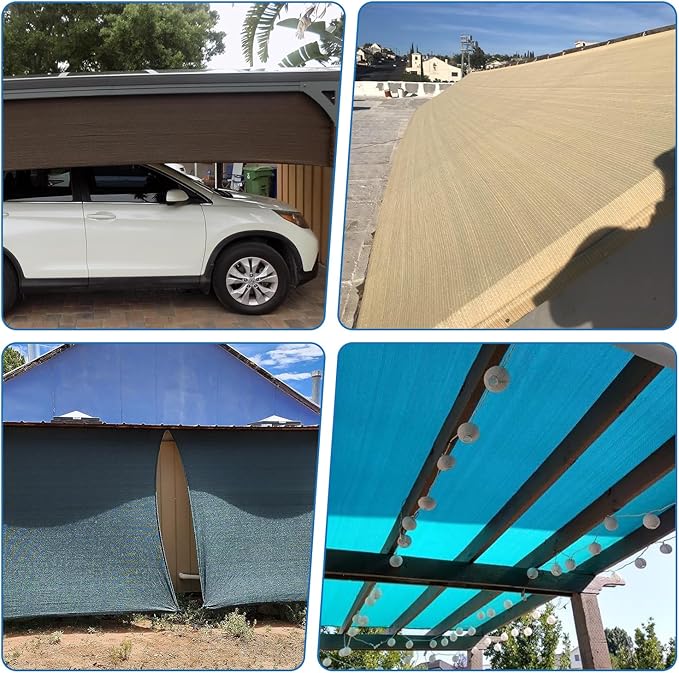 TANG Sun Shade Fabric Roll 8'x138' Shade Cloth for Garden Beige HDPE Mesh Shading Pergola Cover Replacement Canopy, 95% Blockage Sunshades for Outdoor Patio Backyard Plant