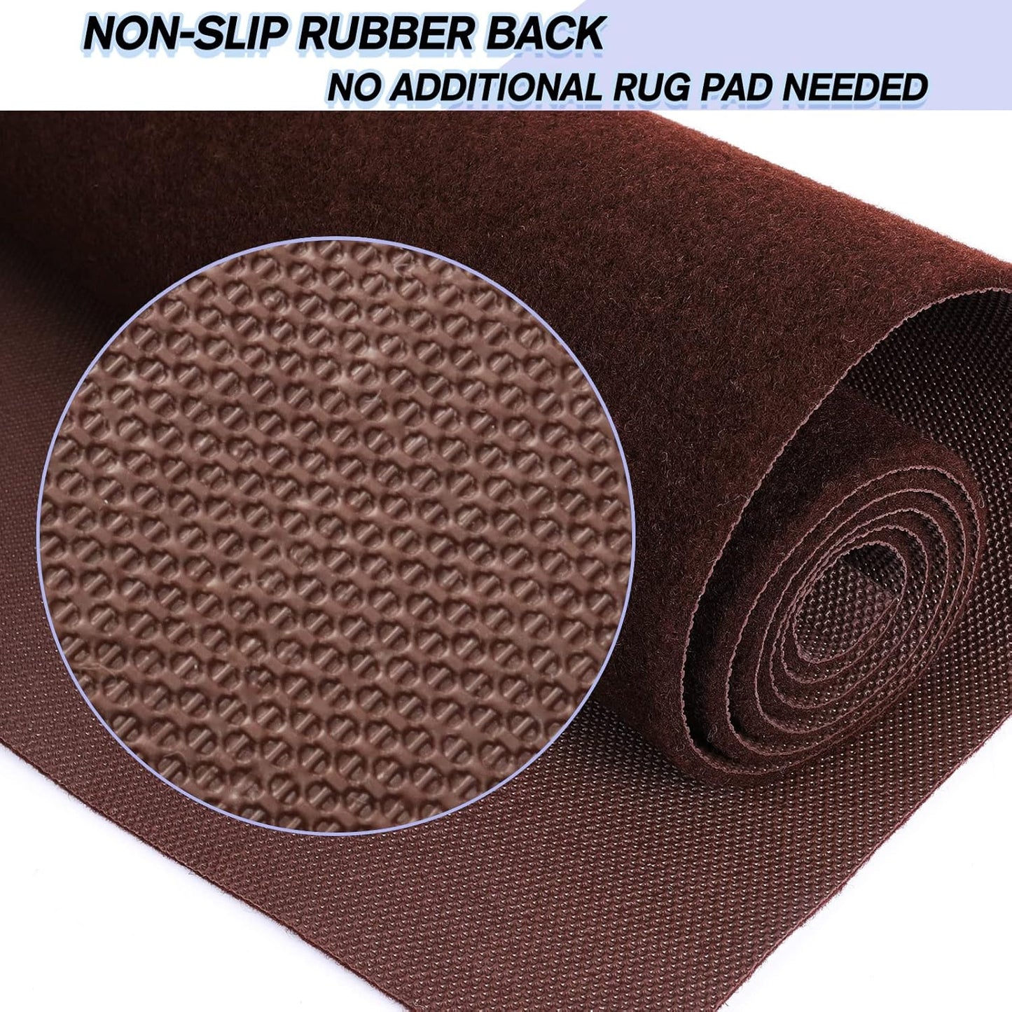 Custom Size Backed Non-Slip Area Rugs Runner, Easy Clean, Waterproof Runner Rugs for Hallway Entryway, Kitchen, Laundry, 2FT x 41FT, Brown