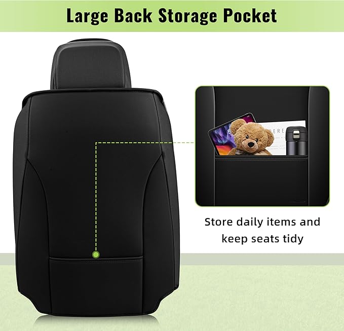 AOMSAZTO Car Seat Covers Fit for Subaru Outback 2007-2025 2026 Premium Front Seat Covers Waterproof Leather Automotive Seat Covers Compatible with Airbag (2 Seats,Black)
