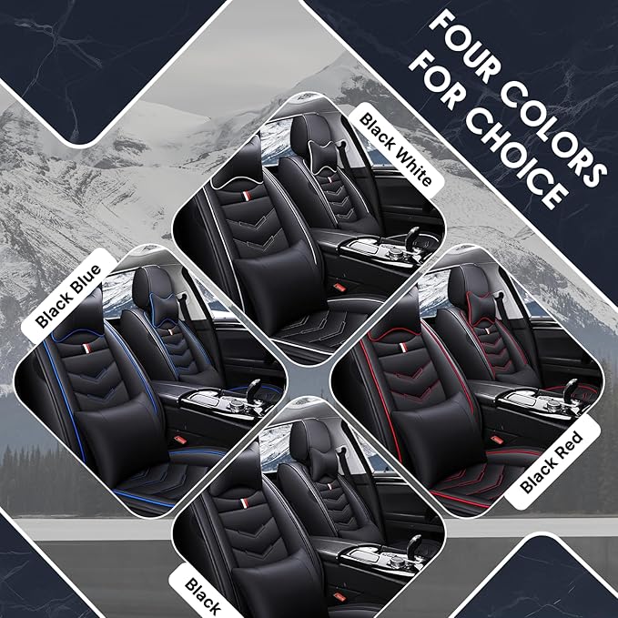 Car Seat Cover 2 Seats for Chevrolet Camaro 2000-2024, Durable Wear Resistant Waterproof Vehicle Cushion Covers, Breathable No Odor Premium Leather Vehicle Seat Covers.(Luxury,Black)