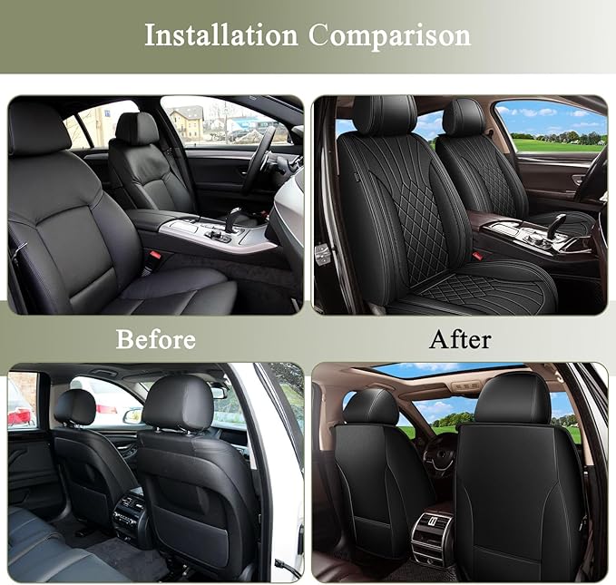 Car Seat Covers Front Pair for Nissan Kicks 2018-2025 2026: Breathable Perforated Leather Seat Cover (Black)