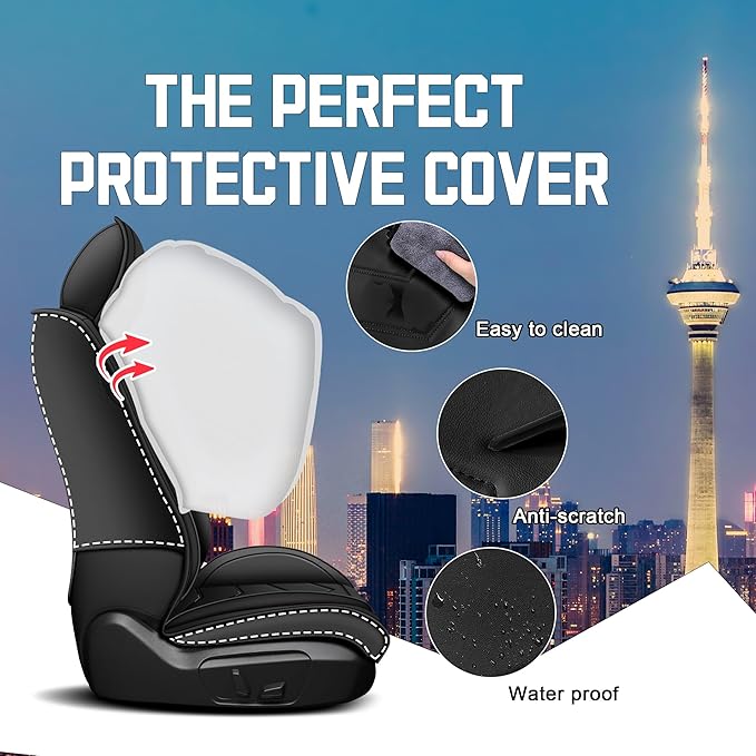 CTDS Car Seat Covers for Hyundai Kona 2018-2026, Stylish Sport Seat Cover, Premium Nappa Leather Car Seat Cover. Automobile Seat Covers Sets.(Luxury 5 Seats/Pure Black)