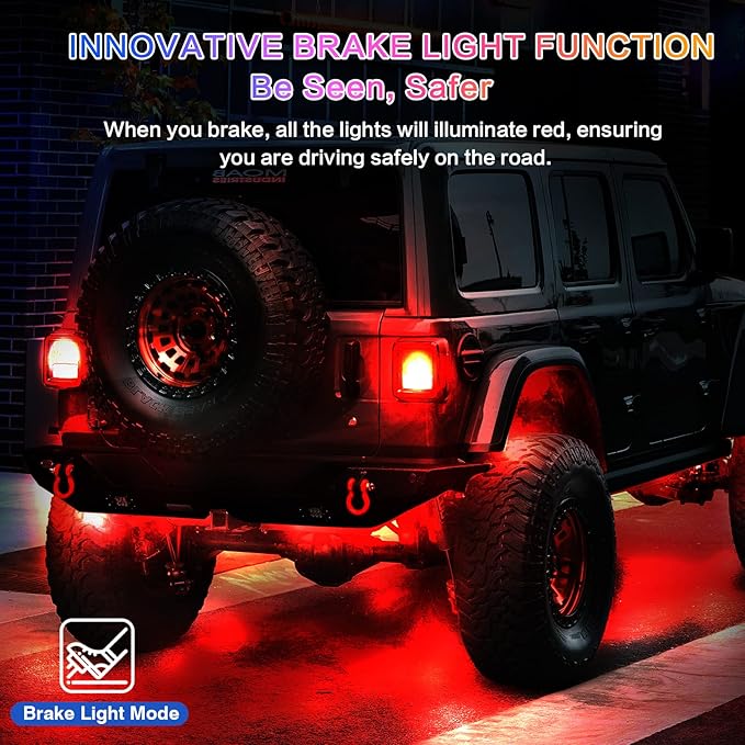 20Pods Heavy Duty Aluminum RGB LED Rock Lights for Trucks Pickup Dually Truck Off-Road with APP/RF Remote, Segmented IP67 Waterproof Multicolor Underglow Accent Light 12V Plug and Play&Pre Wired