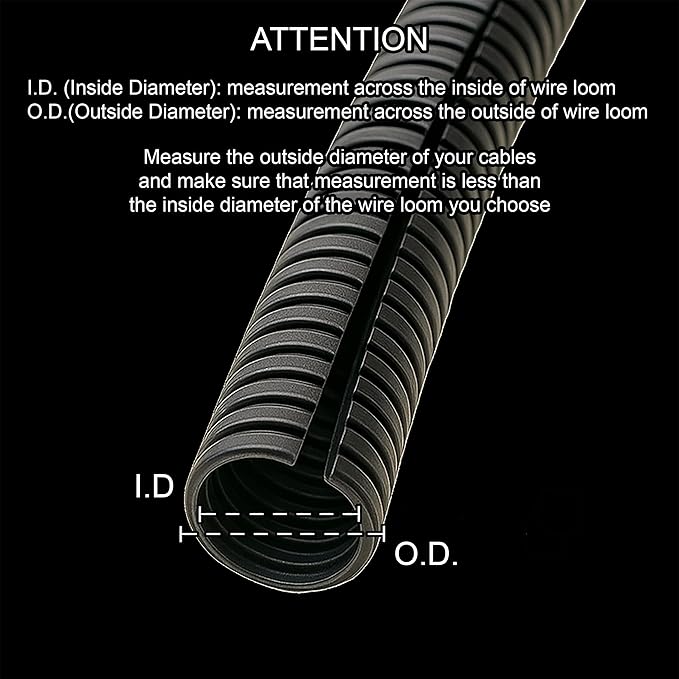 Electriduct Split Wire Loom Tubing Polyethylene Corrugated Flexible Conduit - 3/8" Nominal Size - 100 Feet - Orange