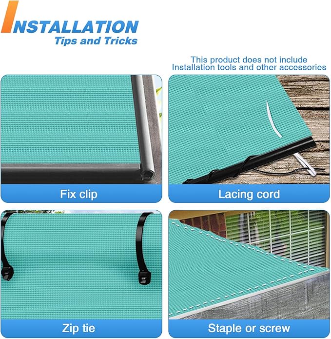 TANG Sun Shade Fabric Roll 8'x75' Shade Cloth for Garden Turquoise Green HDPE Mesh Shading Pergola Cover Replacement Canopy, 95% Blockage Sunshades for Outdoor Patio Backyard Plant