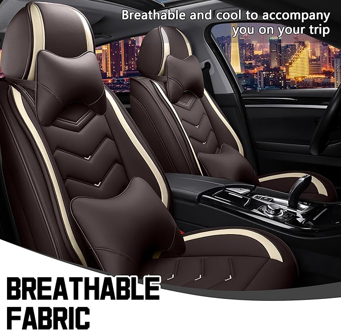 CTDS Car Seat Covers for Jeep Grand Cherokee L 2021-2026, Stylish Sport Seat Cover, Premium Nappa Leather Car Seat Cover. Automobile Seat Covers Sets.(Luxury 2 Seats/Coffee Color)