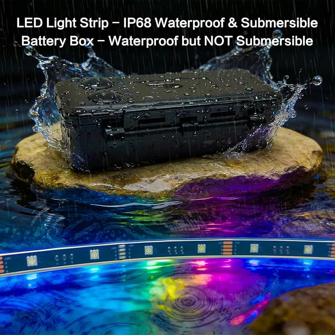 Battery Powered Golf Cart Canopy Lights, 2 Pack 8FT IP68 Fully Waterproof Golf Cart Roof Light Strip with Remote, Golf Carts Underglow RGB Led Strip Lights for EZGO Yamaha Marine Boat Kayak SUP UTV