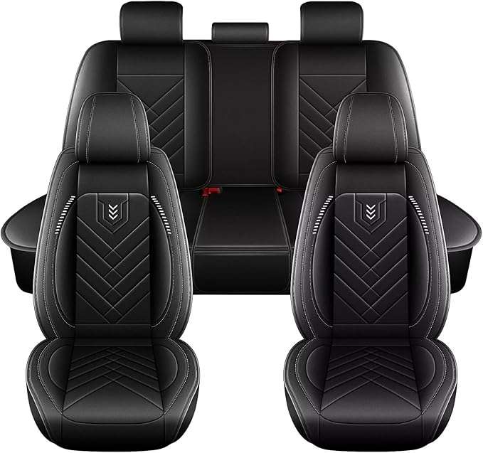 AOMSAZTO Car Seat Covers Fit for Subaru Crosstrek 2016-2025 2026 Full Set Premium Seat Covers Waterproof Leather Automotive Seat Cushion Protector Compatible with Airbag(5 Seats,Black)