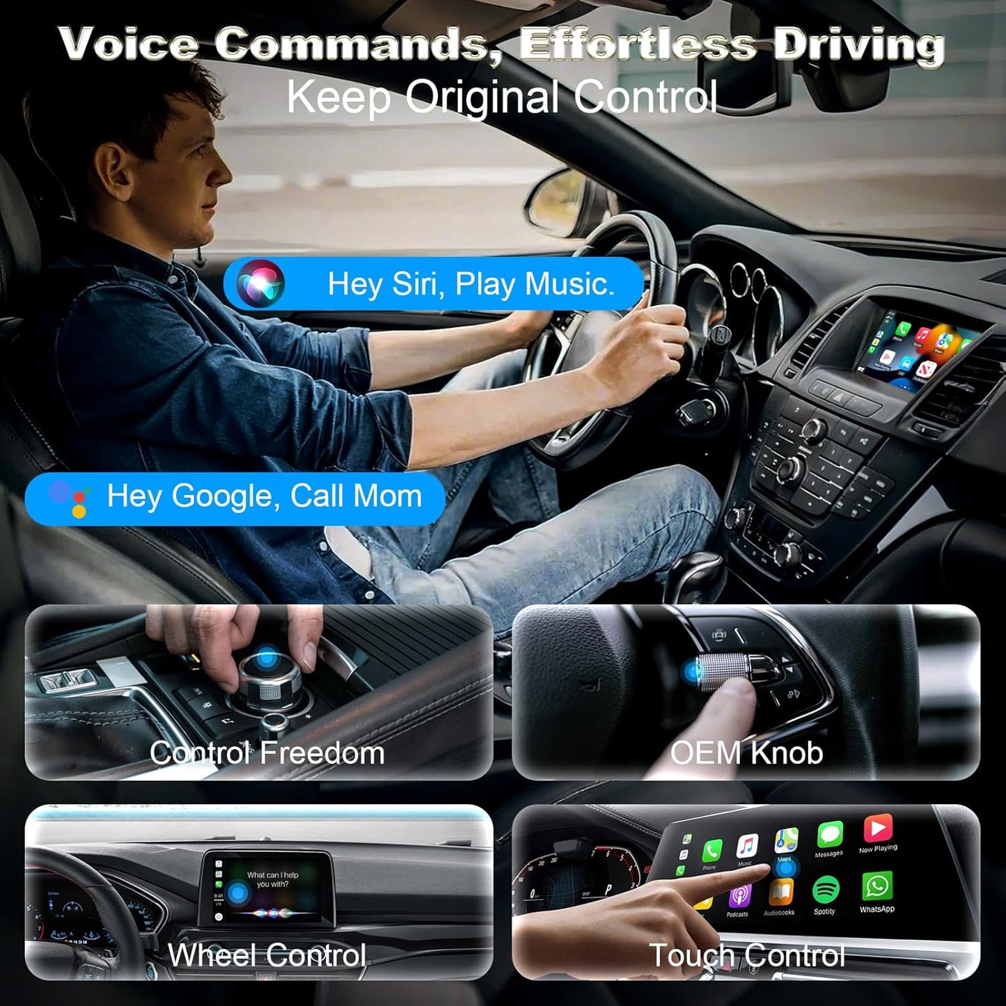 Wireless CarPlay Adapter-Mini Edition,Convert Factory Wired to Wireless Apple CarPlay Dongle,Includes USB-A to USB-C Adapter,Fast Stable Connection Plug Play Car Play Dongle for iPhone iOS 10+（Black）