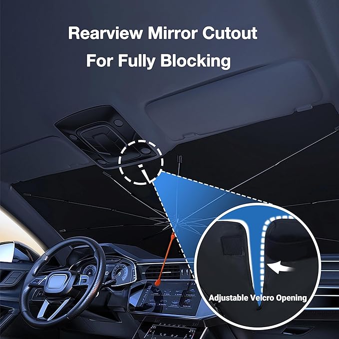 CHILL·TEK Funny Animal Car Windshield Sun Shade Umbrella, Funny Sharks Car Sun Shade Umbrella, Block UV Rays Heat Foldable Windshield Umbrella Sun Visor Protector - Keep Vehicle Cool for Cars SUV