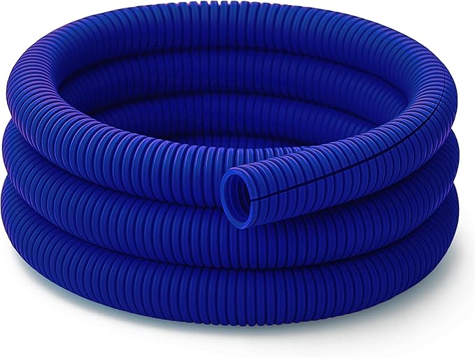 Electriduct Split Wire Loom Tubing Polyethylene Corrugated Flexible Conduit - 1" Nominal Size - 100 Feet - Blue
