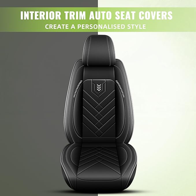 AOMSAZTO Car Seat Covers Fit for Jeep Wrangler 2003-2017 Premium Front Seat Covers Waterproof Leather Automotive Seat Covers Compatible with Airbag (2 Seats,Black)