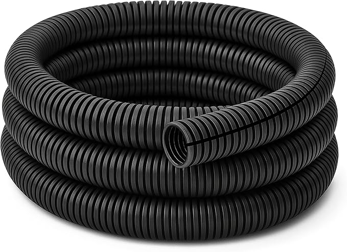 Electriduct Split Wire Loom Tubing Polyethylene Corrugated Flexible Conduit - 1.5" Nominal Size - 25 Feet - Black