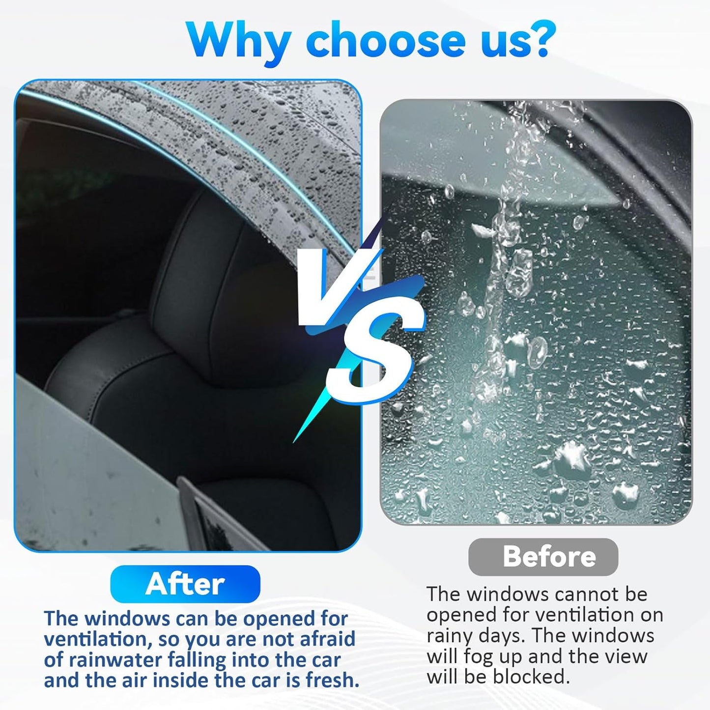 4pcs Front+Rear Smoke Tint Sun/Rain Guard Outside Mount Tape-On Vent Window Visors Compatible with 18-22 Enclave