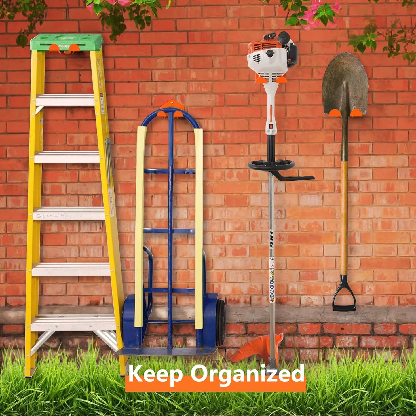 Weed Eater Hanger, Garage Organization Wall Hanger, Weed Eater Holder Heavy-Duty String Trimmer Rack for Hedge Trimmer, Garden Tools, Garage, 2 Pack