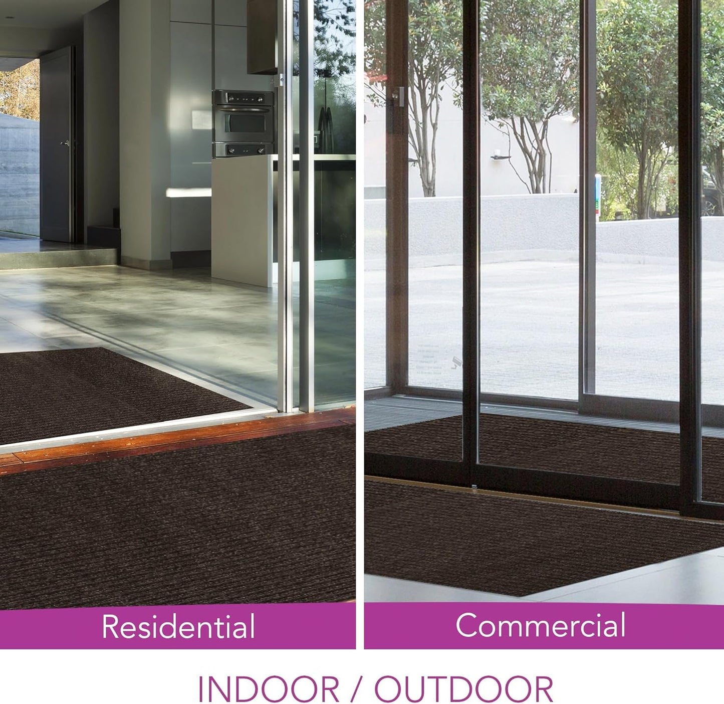 iCustomRug Spartan Weather Warrior Indoor/Outdoor Utility Ribbed Carpet Runner with Non-Slip Thermoplastic Rubber Backing, 6ft X 74ft in Brown